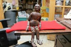 Antique Carved Jointed Wood Folk Art Artist Model Manniquin Lay Figure 13 Tall