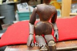 Antique Carved Jointed Wood Folk Art Artist Model Manniquin Lay Figure 13 Tall