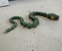 Antique Carved Painted Snake Toy Beaded Clay Folk Art Early 1900s Americana