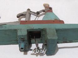 Antique Carved & Painted Wood Folk Art Whirligig Woman Pumping Water Horses Tree