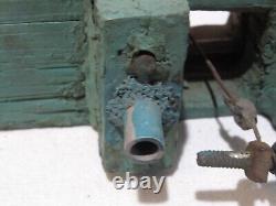 Antique Carved & Painted Wood Folk Art Whirligig Woman Pumping Water Horses Tree