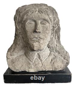 Antique Carved Stone Bust Folk Art Tennessee Late 1800s Carving