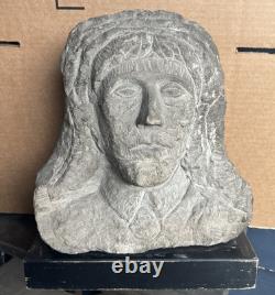 Antique Carved Stone Bust Folk Art Tennessee Late 1800s Carving