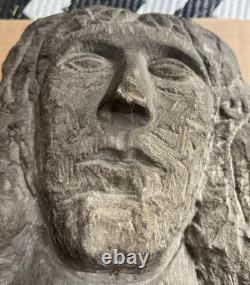 Antique Carved Stone Bust Folk Art Tennessee Late 1800s Carving