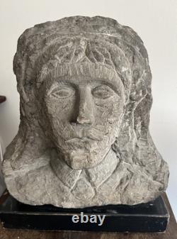 Antique Carved Stone Bust Folk Art Tennessee Late 1800s Carving