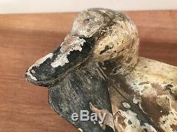 Antique Carved Wood Decoy Goose Duck, Folk Art