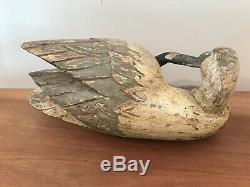 Antique Carved Wood Decoy Goose Duck, Folk Art