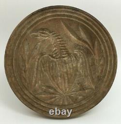 Antique Carved Wood Eagle Shield Butter Print Mold Stamp Primitive Folk Art