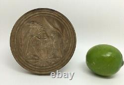 Antique Carved Wood Eagle Shield Butter Print Mold Stamp Primitive Folk Art