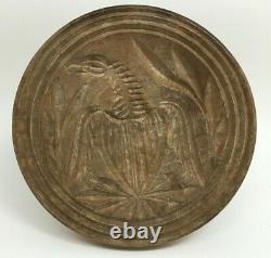 Antique Carved Wood Eagle Shield Butter Print Mold Stamp Primitive Folk Art