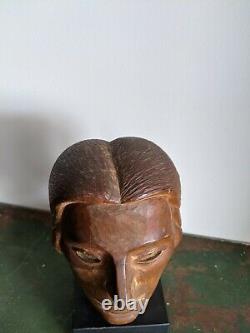 Antique Carved Wood Head Bust AAFA Folk Art Outsider Brut ca 1925 Carving