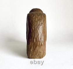 Antique Carved Wood Kneeling Figure Folk Art Art Deco Signed Moody WPA Style