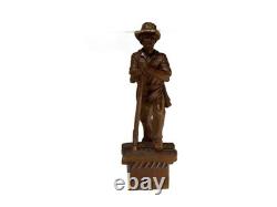Antique Carved Wood Lumberjack Figure Folk Art Statue 20 in Rare