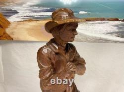 Antique Carved Wood Lumberjack Figure Folk Art Statue 20 in Rare
