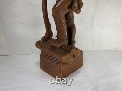 Antique Carved Wood Lumberjack Figure Folk Art Statue 20 in Rare