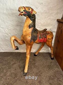 Antique Carved Wood Painted Carousel Horse Stander Style Folk Art