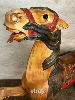 Antique Carved Wood Painted Carousel Horse Stander Style Folk Art