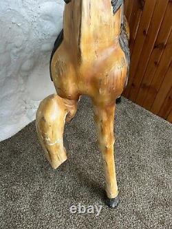 Antique Carved Wood Painted Carousel Horse Stander Style Folk Art