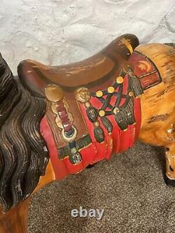Antique Carved Wood Painted Carousel Horse Stander Style Folk Art