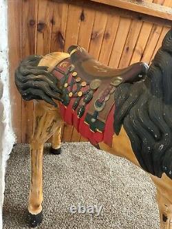 Antique Carved Wood Painted Carousel Horse Stander Style Folk Art
