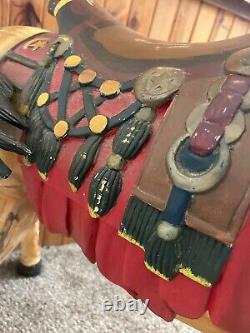 Antique Carved Wood Painted Carousel Horse Stander Style Folk Art