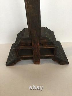 Antique Carved Wood Tramp Art Crucifix Jesus Cross Folk Art