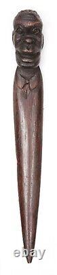 Antique Carved Wooden Folk Art Letter Opener Dated 1904 Black Americana Old Man