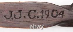 Antique Carved Wooden Folk Art Letter Opener Dated 1904 Black Americana Old Man