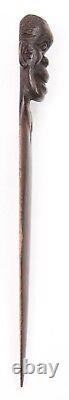 Antique Carved Wooden Folk Art Letter Opener Dated 1904 Black Americana Old Man