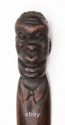 Antique Carved Wooden Folk Art Letter Opener Dated 1904 Black Americana Old Man