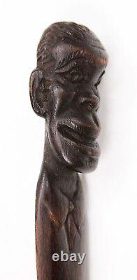 Antique Carved Wooden Folk Art Letter Opener Dated 1904 Black Americana Old Man
