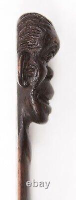 Antique Carved Wooden Folk Art Letter Opener Dated 1904 Black Americana Old Man