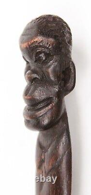 Antique Carved Wooden Folk Art Letter Opener Dated 1904 Black Americana Old Man