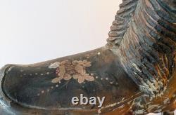 Antique Carved Wooden Horse, Hand Painted Folk Art Primitive Carousel Style