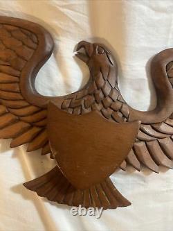 Antique Carved Wooden Patriotic Eagle Signed Joe Wye folk art bellamy style