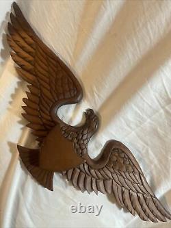 Antique Carved Wooden Patriotic Eagle Signed Joe Wye folk art bellamy style