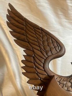 Antique Carved Wooden Patriotic Eagle Signed Joe Wye folk art bellamy style