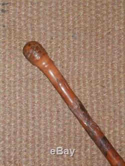 Antique Chinese Carved Folk Art Jungle/Animal Themed Gents Walking Stick/Cane
