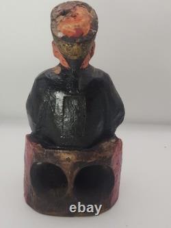 Antique Chinese Wood Carved Seated Figure Qing Style Folk Art Ancestor 7