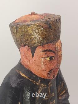 Antique Chinese Wood Carved Seated Figure Qing Style Folk Art Ancestor 7