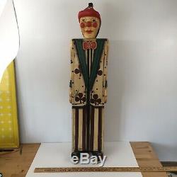 Antique Circus Folk Art Carnival Clown Cabinet Wood Hand Carved Cabinet