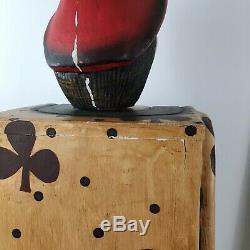 Antique Circus Folk Art Carnival Clown Cabinet Wood Hand Carved Cabinet