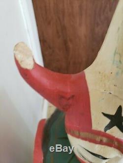 Antique Circus Folk Art Carnival Jester Clown Cabinet Wood Hand Carved Cabinet