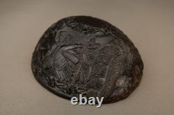 Antique Colonial Carved Coconut Cup Sailors Bugbear Folk Art 18/19th Century