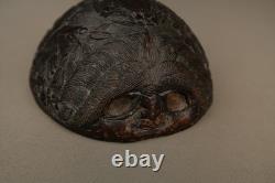 Antique Colonial Carved Coconut Cup Sailors Bugbear Folk Art 18/19th Century