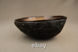 Antique Colonial Carved Coconut Cup Sailors Bugbear Folk Art 18/19th Century