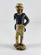 Antique Coloniel Wood Carved Handpainted Folk Art Statue Of Man Well To Do