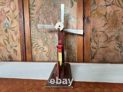 Antique Country Folk Art Hand-Carved Wooden Butter Churn Whirligig