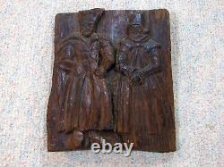 Antique EUROPEAN CARVED WOOD FOLK ART PANEL AS FOUND 16C