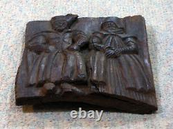 Antique EUROPEAN CARVED WOOD FOLK ART PANEL AS FOUND 16C